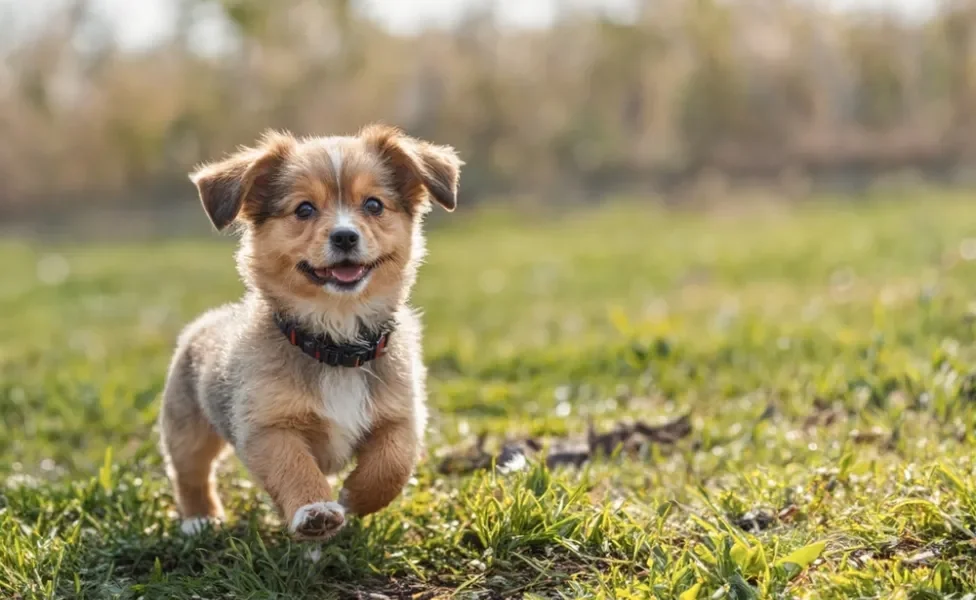 filhote de cachorro correndo ao ar livre