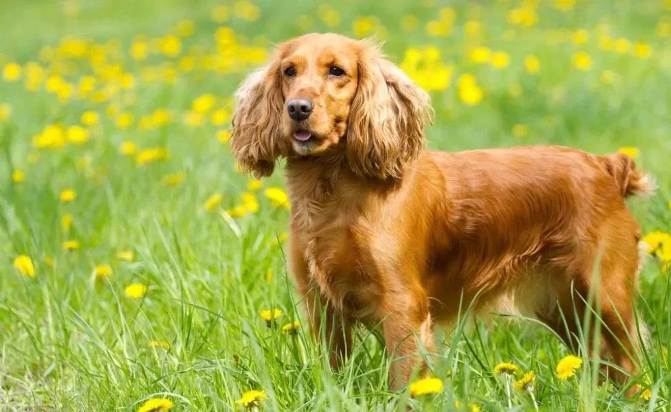 Já o Cocker Spaniel é uma raça de cachorro médio. Ele tem orelhas compridas e pelo longo!