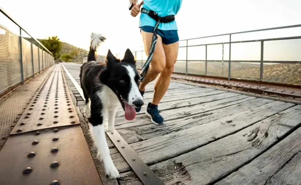 Border Collie correndo com homem