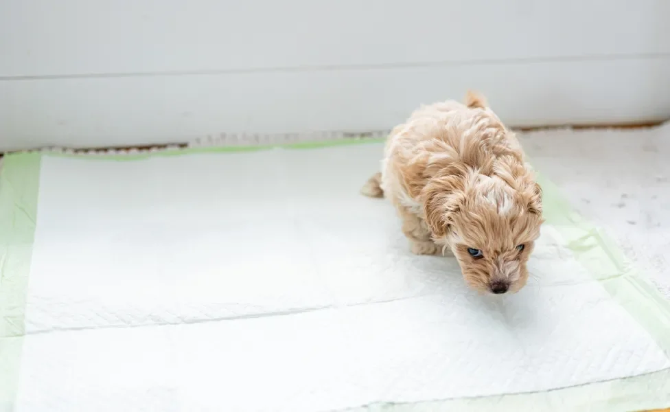 pet fazendo xixi em tapete higiênico para cachorro