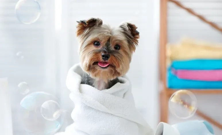 Cuidar de um cachorro pequeno peludo exige certa atenção